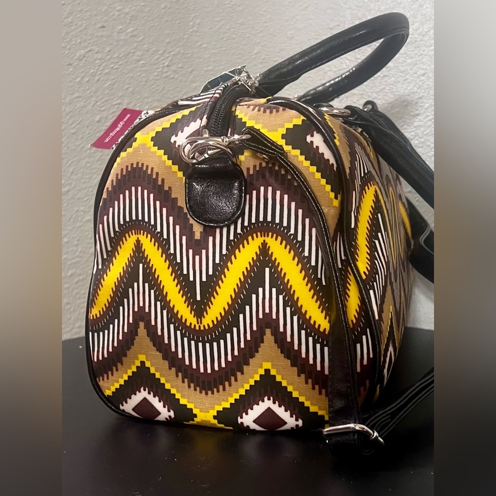 NEW Gigi Hill Los Angeles Sunburst Zigzag Patterned Bag Yellow Brown Aztec Boho - Picture 6 of 12